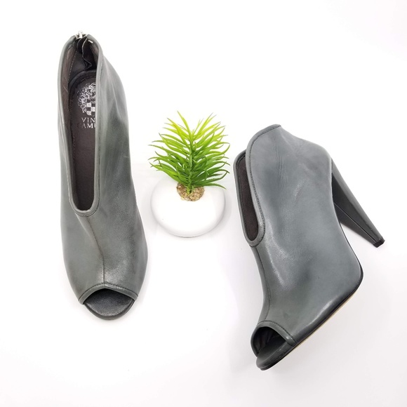 Vince Camuto Shoes - Vince Camuto Amber Booties Peep Toe Gray Leather